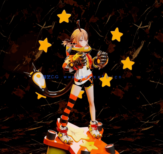 [3D打印人物] Gigi Murrin虚拟主播人物角色雕刻手办3D打印模型(图3)