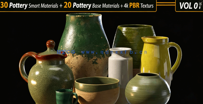 20组陶器罐子贴图素材 Artstation – 20 Pottery 4k PBR Textures Vol.01(图2) 20组陶器罐子贴图素材 Artstation – 20 Pottery 4k PBR Textures Vol.01(图2)
