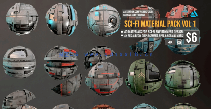 40组科幻钢铁材质贴图素材 Artstation – 40 Sci-Fi Materials for Environment Design Vol.1(图3)