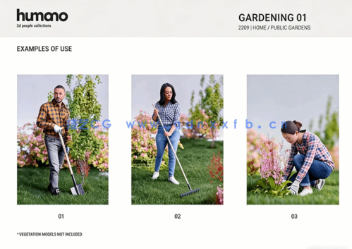 6个姿势3d人物模型Humano 3D- 2209 - Gardening 01(图5)