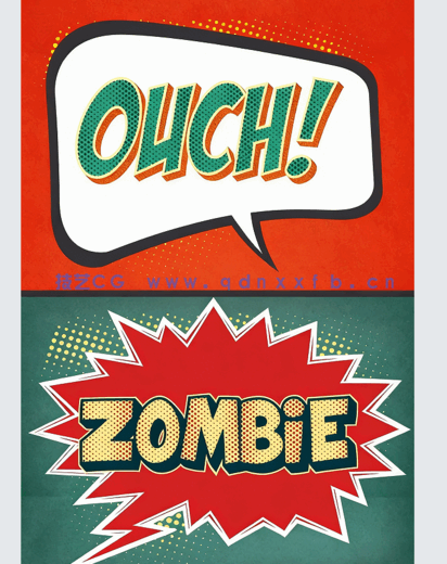 可爱卡通插画漫画风格艺术特效PSD字模(图2)