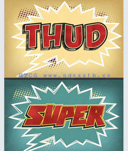 可爱卡通插画漫画风格艺术特效PSD字模(图4)