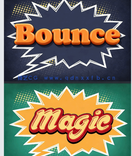 可爱卡通插画漫画风格艺术特效PSD字模(图5)