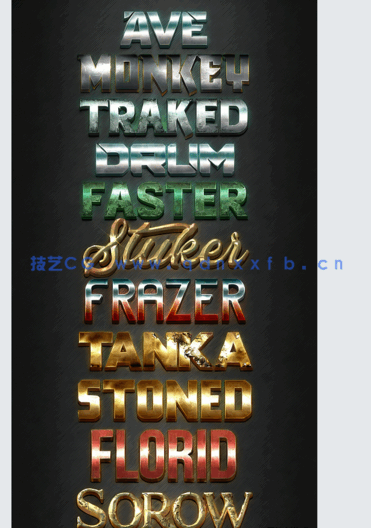 金属光泽3D文字裂纹效果艺术特效PSD字模(图4)