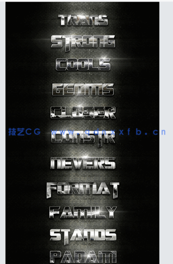 反光金属质感独特印花艺术特效PSD字模(图2)
