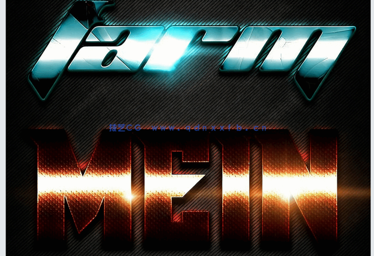 10组高质量耀眼灯光照射金属质感风格艺术特效PSD字模第十七季(图3)