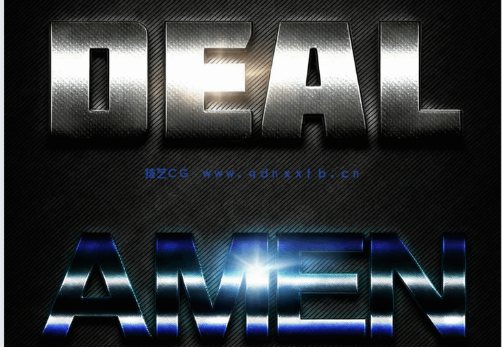 10组高质量耀眼灯光照射金属质感风格艺术特效PSD字模(图1)