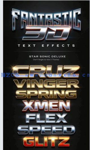 3D时尚暗色系光泽金属质感艺术特效PSD字模第四季(图2)