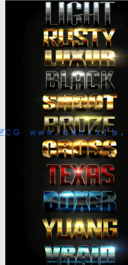 10组专业金属光泽文字艺术特效PSD字模第三季(图2)