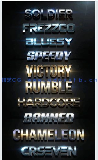 3D闪耀金属质感光晕艺术特效PSD字模第八季(图2)