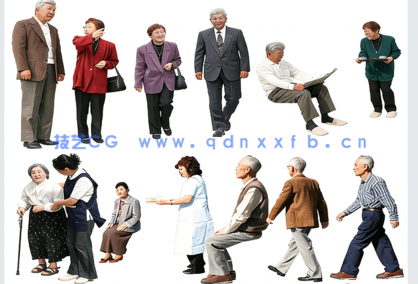 亚裔老人素材50个PNG免抠(图1)