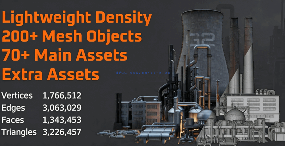 [建筑景观] 工业废墟风机械美学模块化建筑环境场景资产包3D模型(图2)