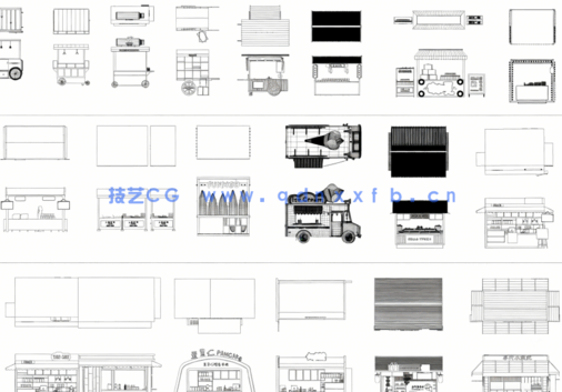 2026年最新摊位CAD图库CAD快餐车(图3)