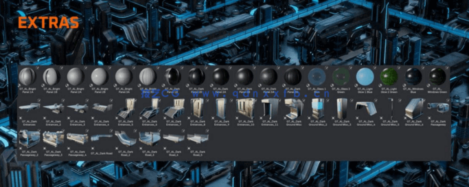 [建筑景观] 科幻城市与数据都市建筑场景3D模型(图2)