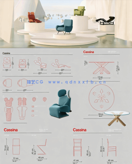 国外家居品牌CASSINA家具CAD图块+PSD分层素材+3D模型(图2)