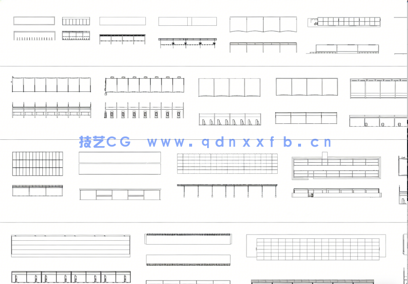 2026年最新车棚CAD图库CAD遮阳棚CAD动车充电棚CAD非机动车棚CAD固定式车棚(图4)