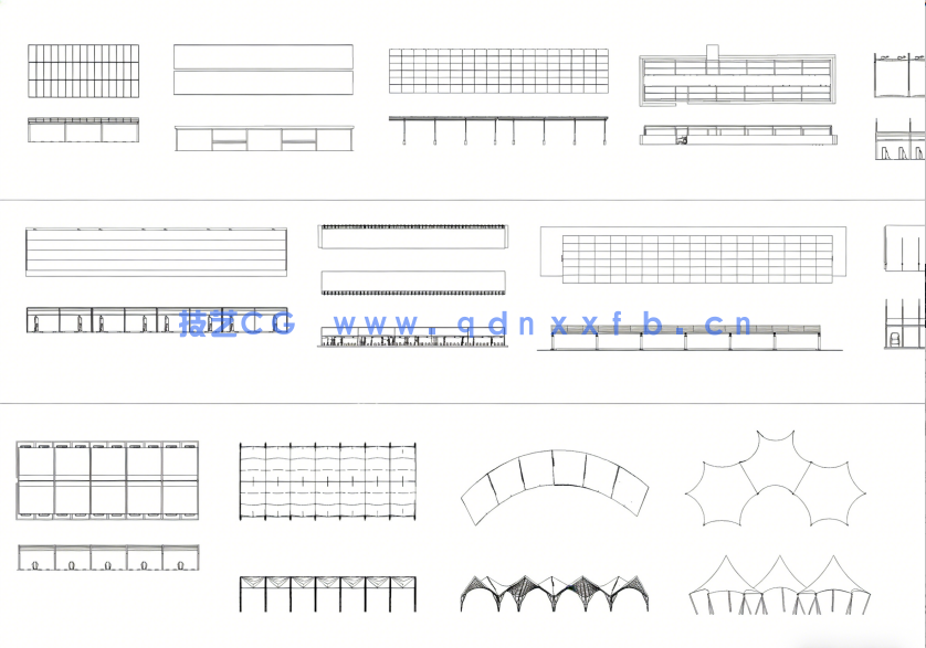 2026年最新车棚CAD图库CAD遮阳棚CAD动车充电棚CAD非机动车棚CAD固定式车棚(图5)