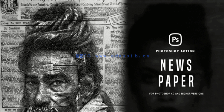 新闻黑白报纸纹理效果人像PSD模板(图4)