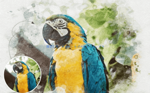 逼真写实水彩画肖像效果PSD模板(图1)