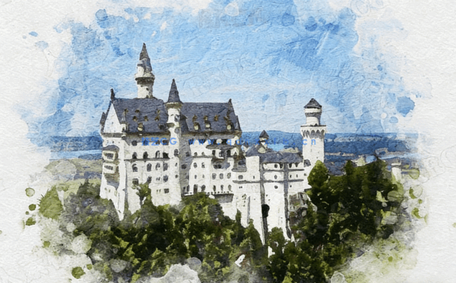 逼真写实水彩画肖像效果PSD模板(图2)