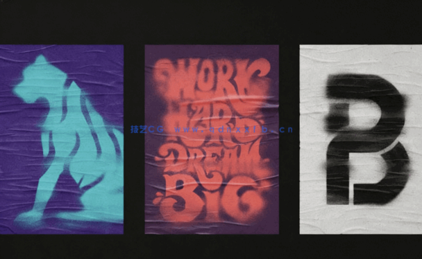 简洁忧郁滤镜喷漆效果PSD模板(图1)