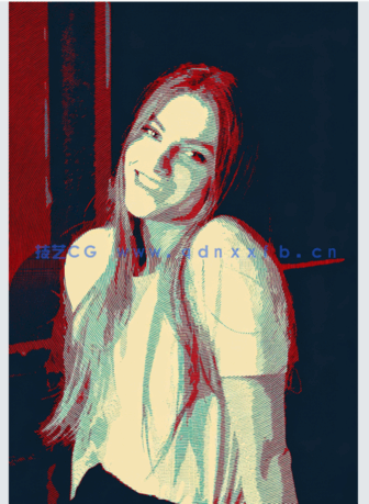 双色调波浪线条纹理效果人像PSD模板(图2)