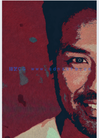 双色调波浪线条纹理效果人像PSD模板(图4)