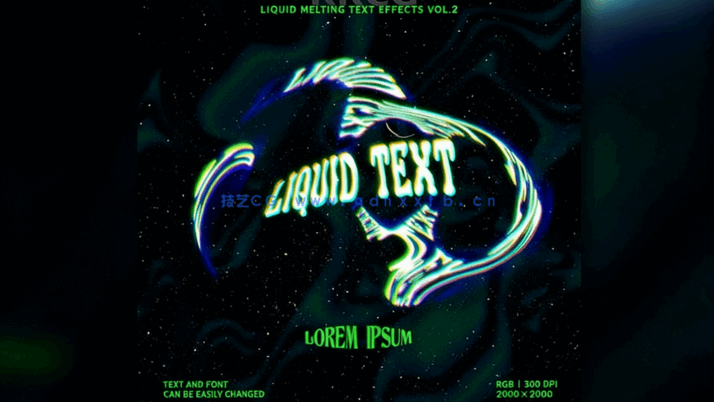 10 种不同熔化效果故障文字PSD模板(图1)