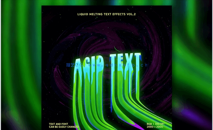 10 种不同熔化效果故障文字PSD模板(图3)