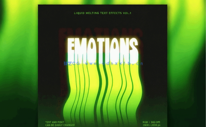10种不同熔化文本效果艺术字PSD模板(图3)