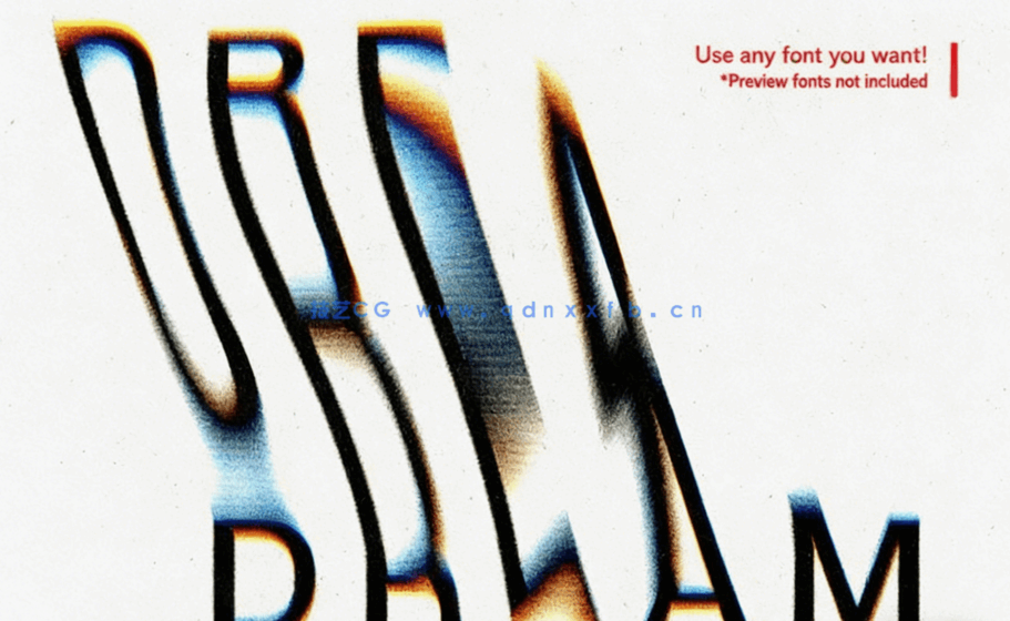 5种不同抽象影印失真效果文字PSD模板(图3)