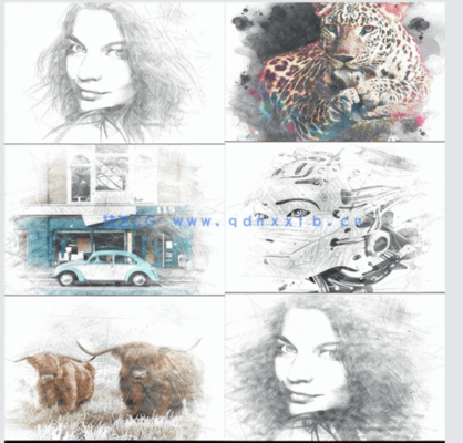 逼真写实铅笔素描草图效果PSD模板(图2)