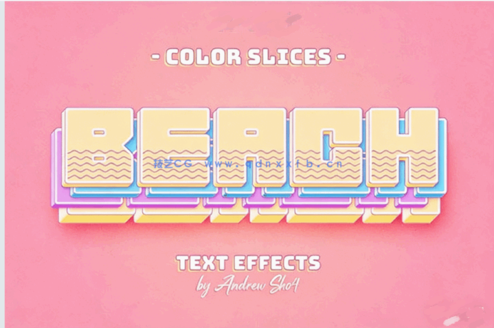 8种简单彩色夏季清爽风格艺术文字样式PSD模板(图4)