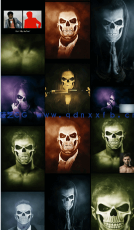 万圣节惊悚夸张恐怖人像面部妆容PSD模板(图3)