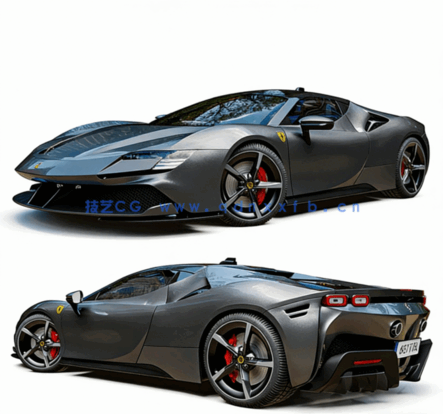 法拉利超酷狂野跑车三维模型 Ferrari SF90(图1)