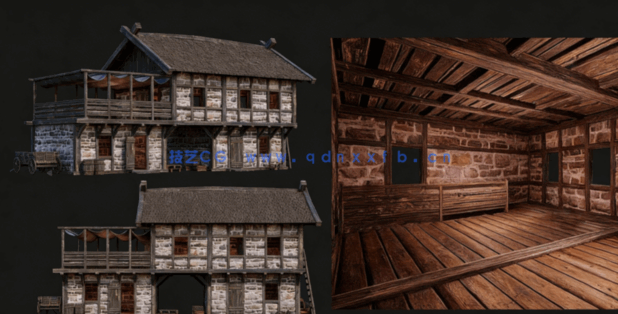 [建筑景观] 200座中世纪木质房屋建筑场景3D模型合集(图7)