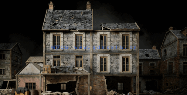 [建筑景观] 第二次世界大战战场防御工事破损建筑环境场景3D模型合集 70G完(图3)