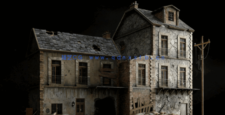 [建筑景观] 第二次世界大战战场防御工事破损建筑环境场景3D模型合集 70G完(图4)