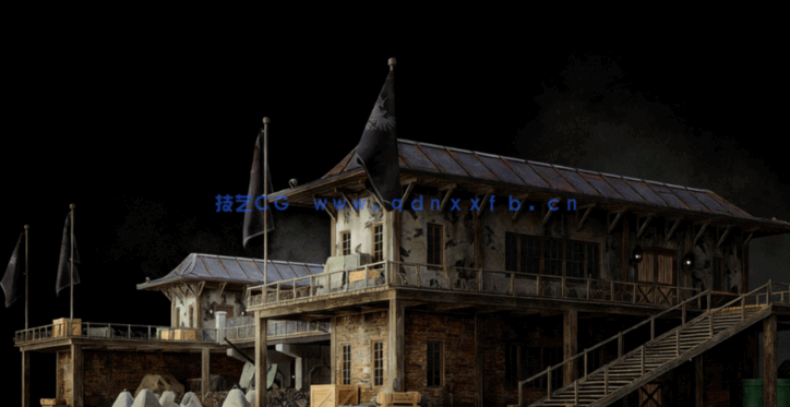 [建筑景观] 第二次世界大战战场防御工事破损建筑环境场景3D模型合集 70G完(图6)