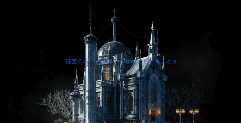 [建筑景观] 超自然黑暗奇幻恐怖城堡建筑环境场景3D模型(图2)