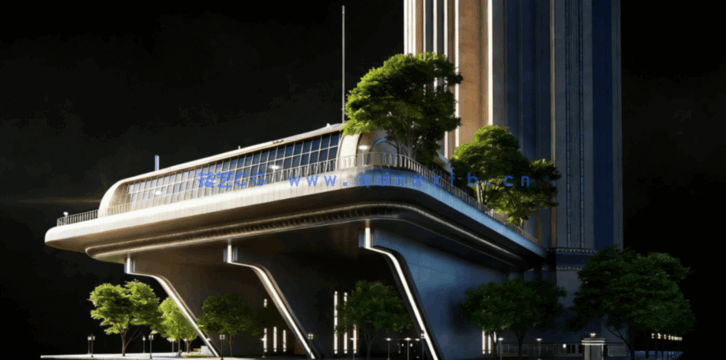 [建筑景观] 黑色未来主义复古风格建筑环境场景3D模型(图6)