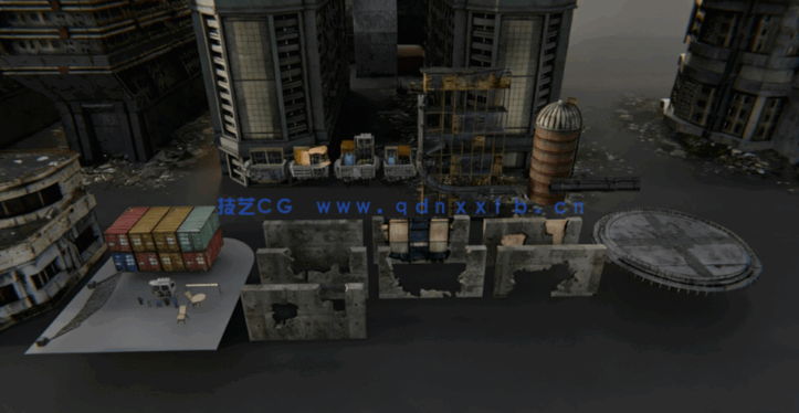 [建筑景观] 末日风格破败建筑环境场景3D模型(图2)