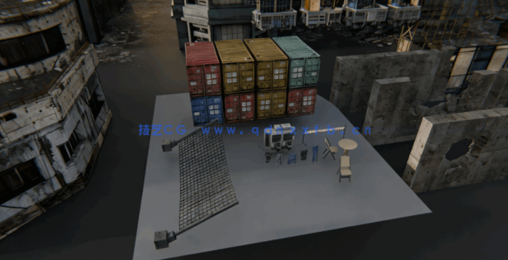 [建筑景观] 末日风格破败建筑环境场景3D模型(图3)