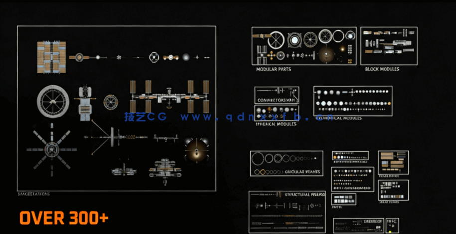 [建筑景观] 科幻空间站太空殖民地星际飞船环境场景3D模型(图3)