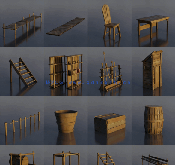 [建筑景观] 海盗湾主题小镇村落建筑环境场景3D模型(图6)