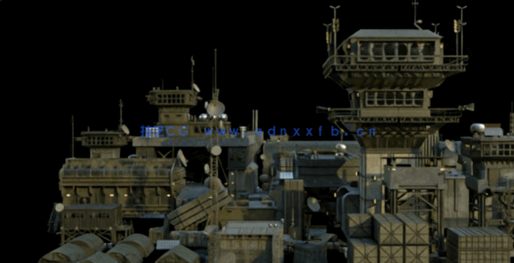 [建筑景观] 科幻军事基地防御工事武器平台机械装置建筑环境场景3D模型(图2)