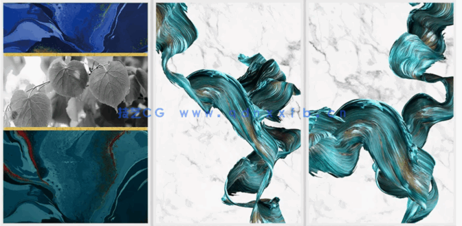 现代抽象轻奢装饰画贴图素材(图2)