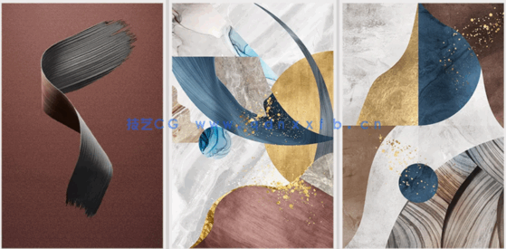 现代抽象轻奢装饰画贴图素材(图5)