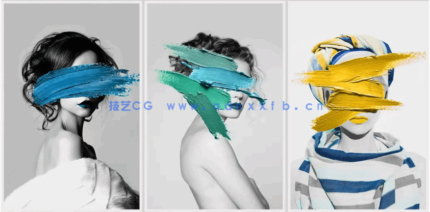 北欧轻奢抽线人物现代装饰画贴图素材(图2)