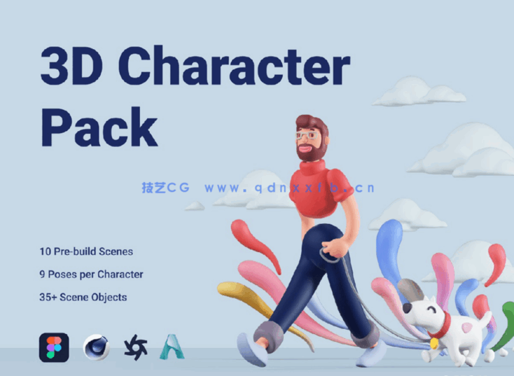 2组C4D卡通人物男女性别人物角色模型合集(图1)